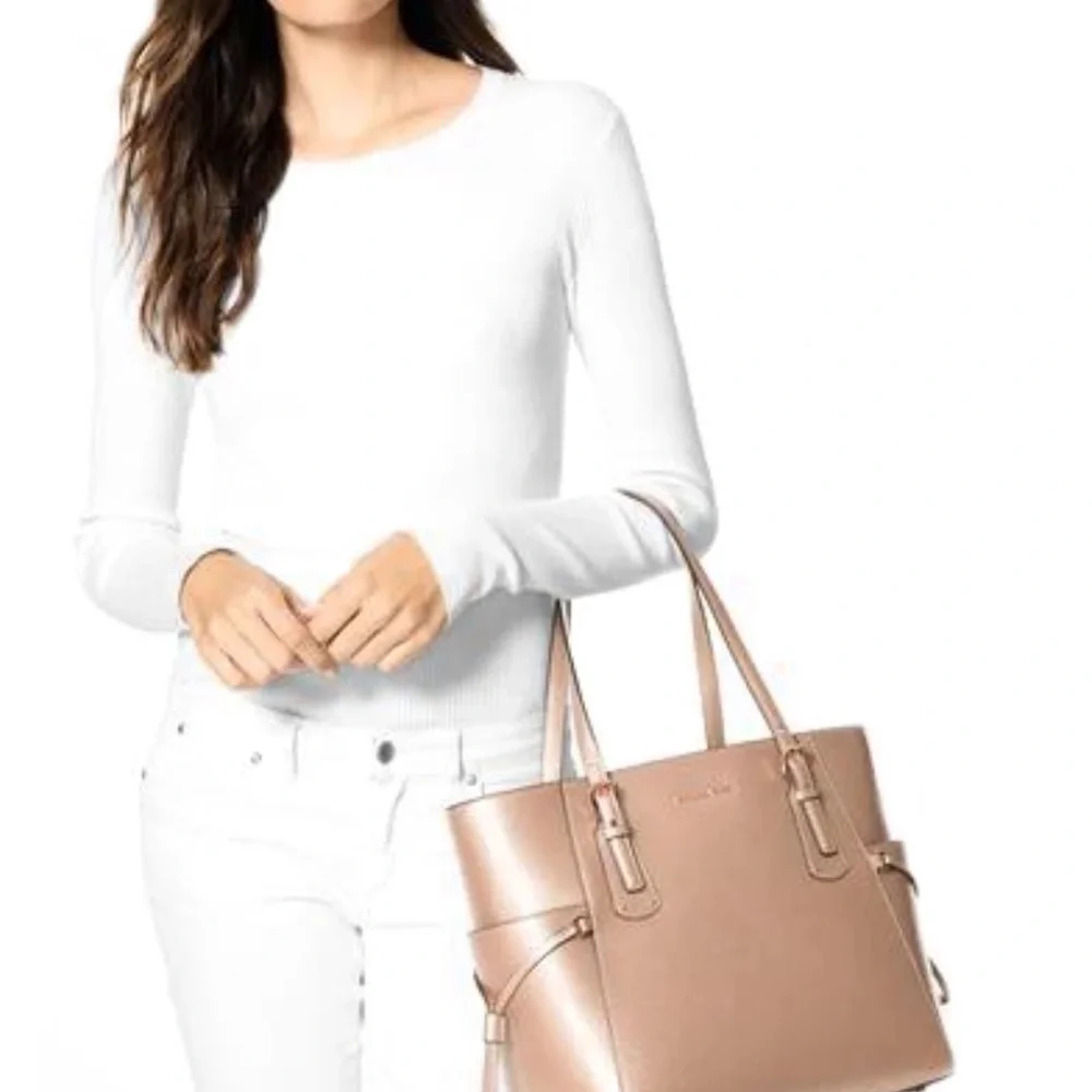 Michael Kors Voyager East West Crossgrain Leather Tote - Picture 2 of 14